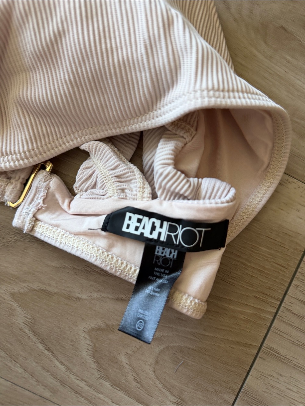 Beach Riot Pale Pink Ruffle Strap Ribbed Bikini Top - Picture 3 of 3
